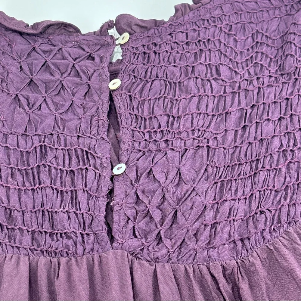 Free People smoked long sleeve mock top purple grape size L